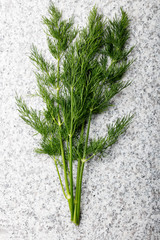 Fresh green dill on granite background