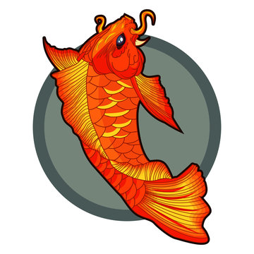 hand drawn koi fish tattoo. beautiful vector illustration of orange koi fish.