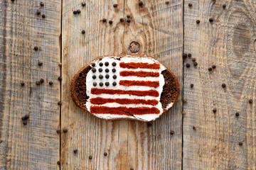 Patriot breakfast - single sandwich with image of american flag