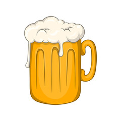 Mug with beer icon in cartoon style isolated on white background. Alcoholic beverages symbol