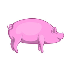 Pig icon in cartoon style isolated on white background. Animals symbol