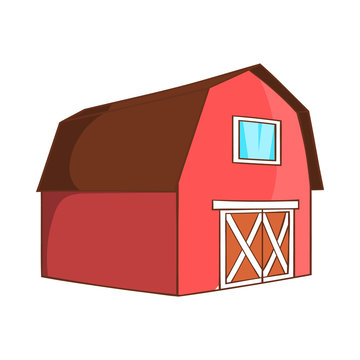 Barn for animals icon in cartoon style isolated on white background. Buildings for animals symbol