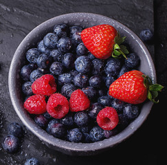 Blueberries, dark rustic style