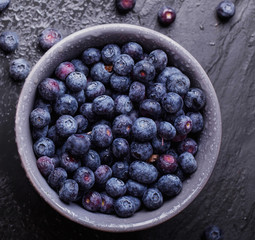 Blueberries, dark rustic style