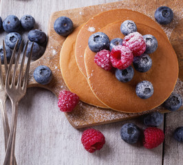 Pancakes with Berries and tea