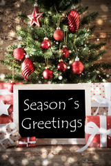 Obraz na płótnie Canvas Christmas Tree With Bokeh Effect, Seasons Greetings