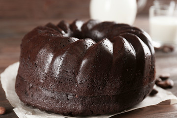 Chocolate muffin cake, on the table