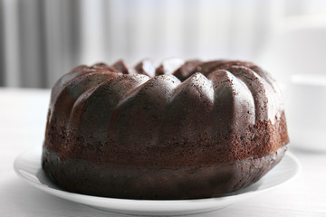 Chocolate muffin cake, on the table