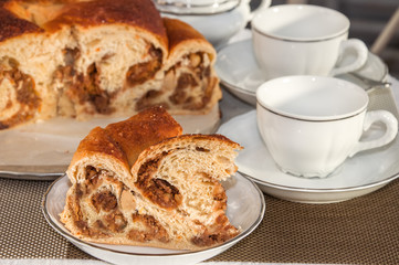Good piece of typical italian flavorous cake La Gubana.