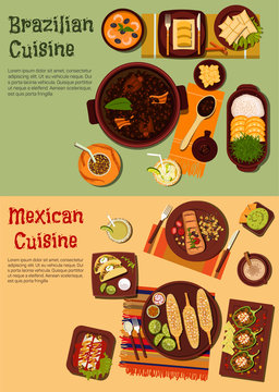 Authentic cuisine of Mexico and Brazil symbol