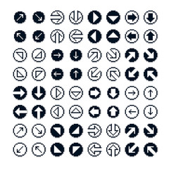 Set of vector retro cursor signs made in pixel art style. Simpli
