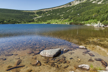 Clear waters of Bezbog lake, Pirin Mountain, Bulgaria