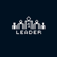 Fototapeta premium Vector retro sign made in pixel art style. Leadership and teamwo