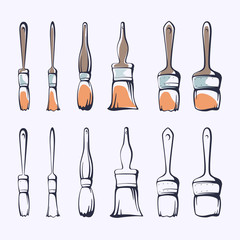 Set of vector paint brushes