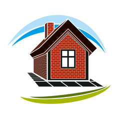 Home conceptual illustration, vector simple house constructed wi