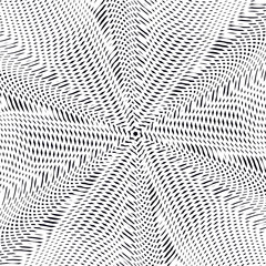 Optical illusion, moire background, abstract lined monochrome ve
