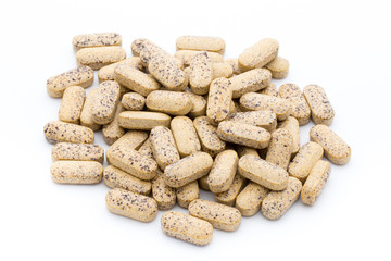 Alternative Medicine. Vitamin capsules. Homeopathic supplement.