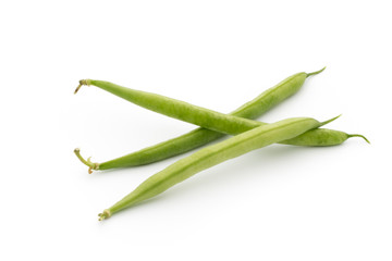 Green beans isolated on a white background.