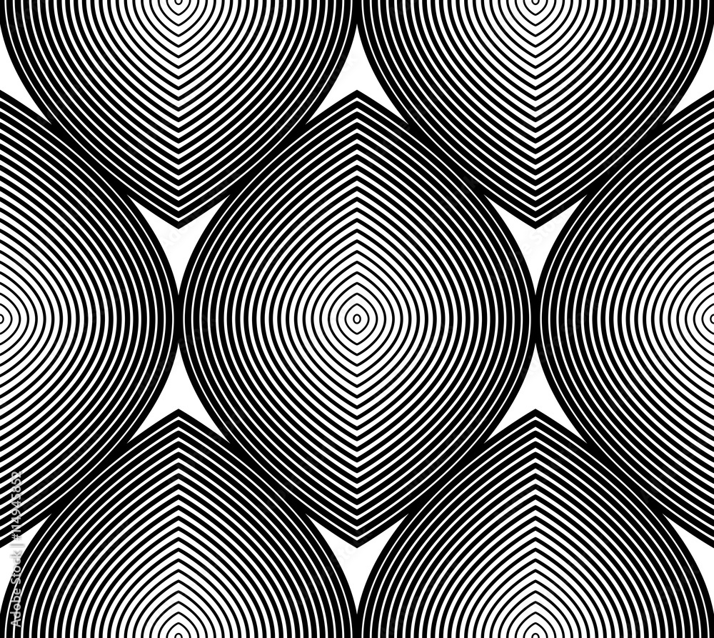 Poster continuous vector pattern with black graphic lines, decorative a