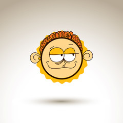 Vector graphic drawing of personality face, bizarre male portrai