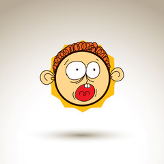 Vector hand drawn cartoon shouting boy. Web avatar theme graphic