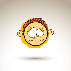 Vector art hand drawn illustration of depressed personality, emo