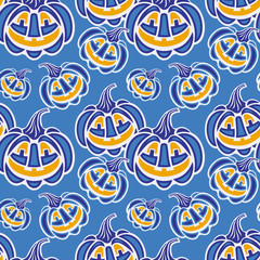 Seamless pattern with Jack O'lanterns for Halloween. Vector clip art.
