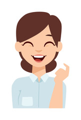 Young happy woman smiling or student happy girl. Smiling woman vector illustration and smiling woman adult beauty person. Healthy smiling woman character and flat smiling woman positive joy face.