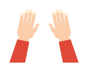 Flat human hands isolated creativity concept. Hands fingers symbol isolated, flat style hands working. Touch vector human hand drawn elements. People body parts