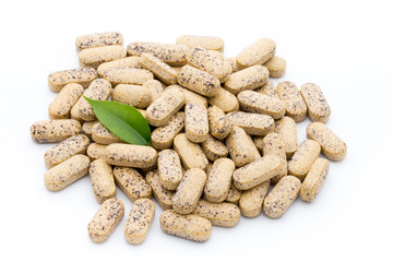Alternative Medicine. Vitamin capsules. Homeopathic supplement.