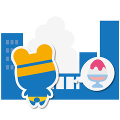 夏くまクールビズ 見上げる