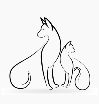 Dog and cat stylized logo
