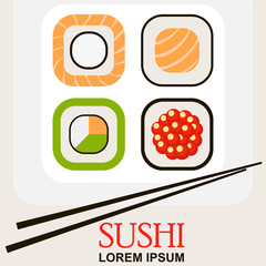 sushi roll with chopsticks