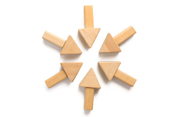 Wood block on white background.