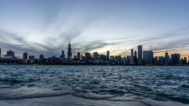 Time Lapse of Chicago during Sunset