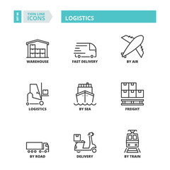 Fototapeta premium Thin line icons. Logistics