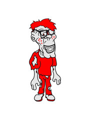 nasty ugly nerd geek nerd freak hornbrille pimple clasp zombie funny face head undead horror monster halloween