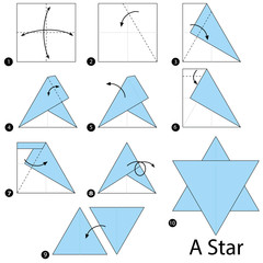 step by step instructions how to make origami A Star.