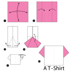 step by step instructions how to make origami A T-Shirt.