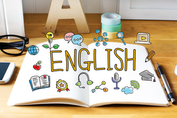 English concept with notebook