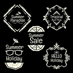 Obraz premium Summmer holiday vector banner doodle style frame collection
