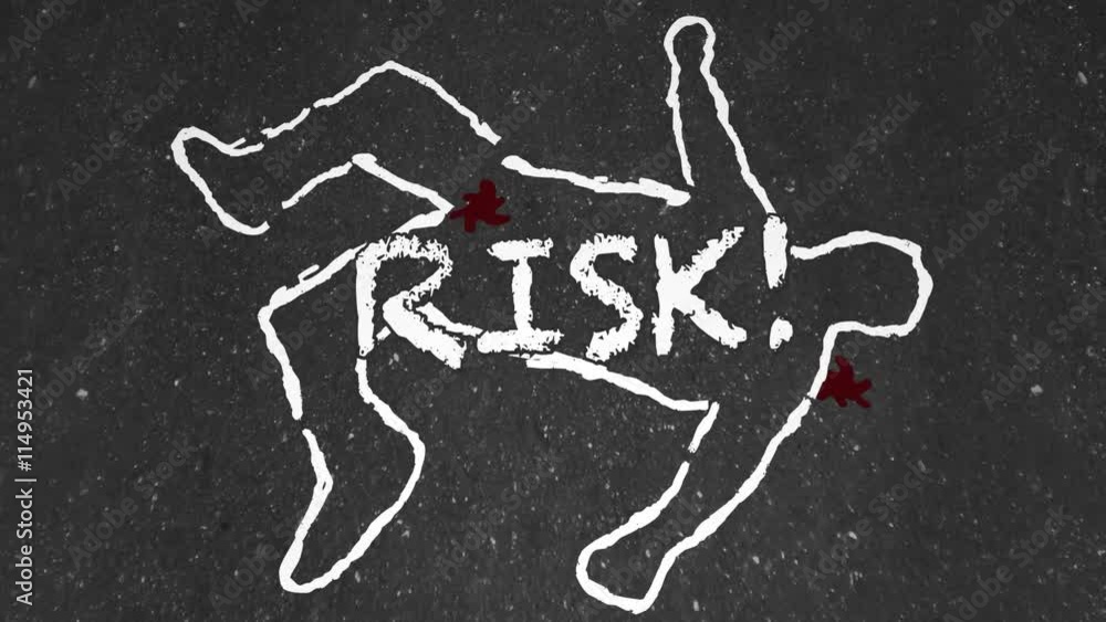 Wall mural Risk Chalk Outline Dangerous Hazard Injury Death Animation