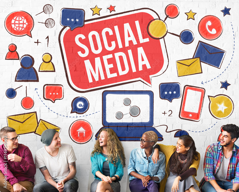 Poster social media networking communication connection technology conc