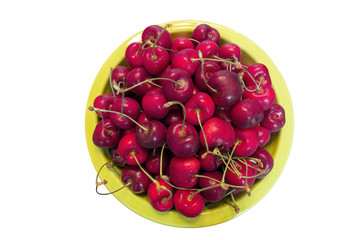 Bowl of Bing Cherries Top View