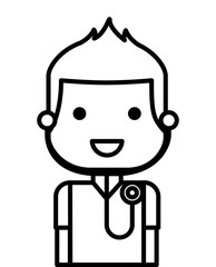 doctor with stethoscope isolated icon design