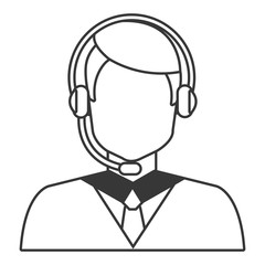 white man avatar with headphones over isolated background, vector illustration 