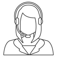 white woman avatar with headphones over isolated background, vector illustration 