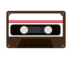 white and brown old cassette front view over isolated background, vector illustration 