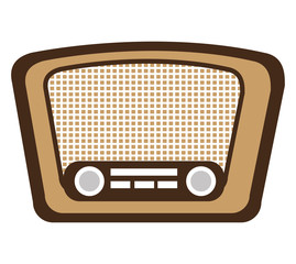 brown and yellow old stereo front view over isolated background, vector illustration 