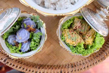 Thai dessert in ceramic old Thai's design of bowl